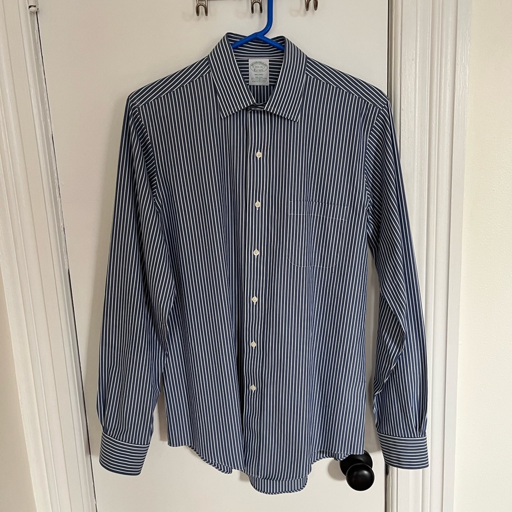 Brooks Brothers Striped Milano Slim-Fit Dress Shirt Size 15.5-35
